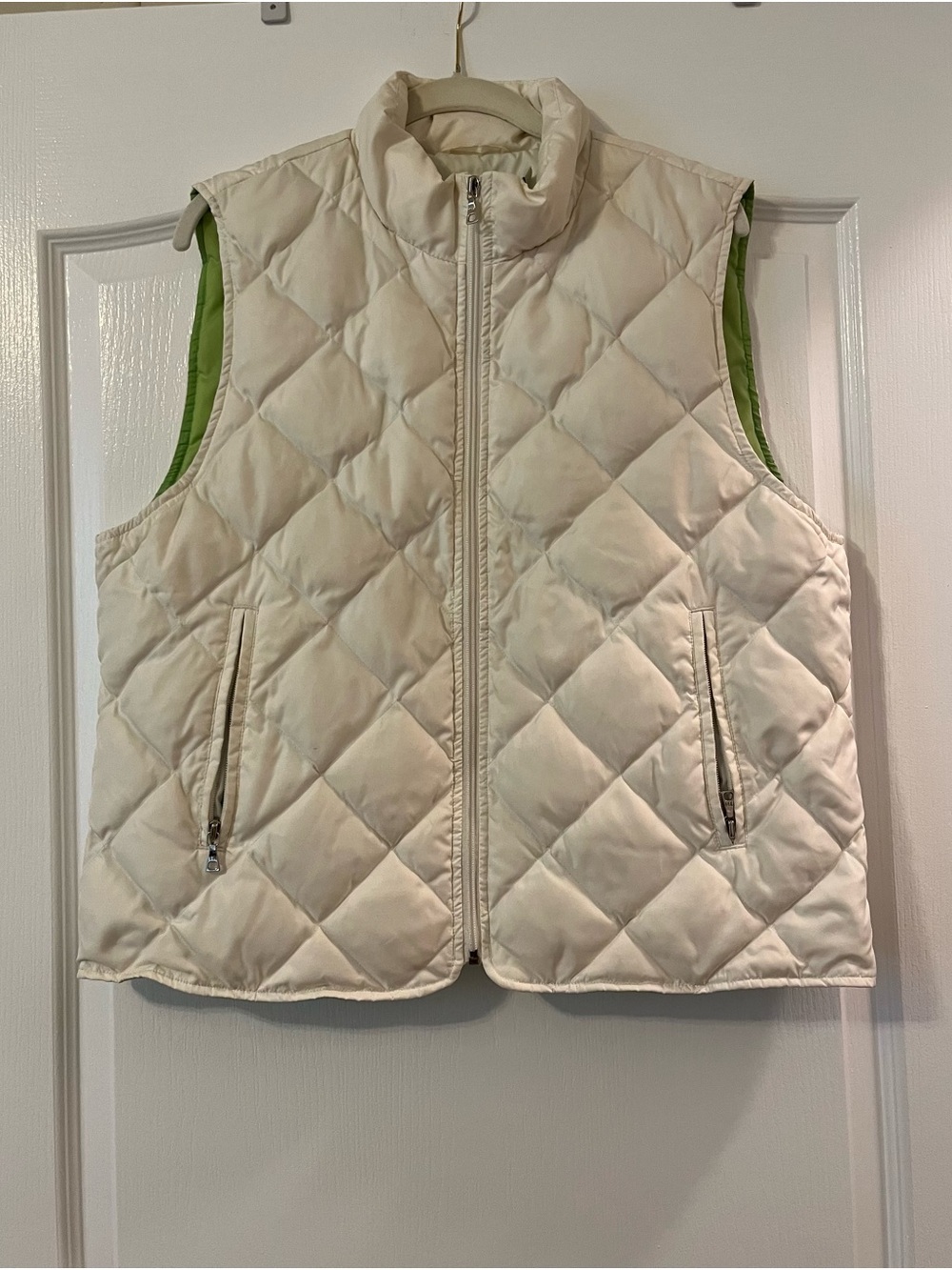 Tommy Hilfiger Quilted Vest in Cream and Lime - XL